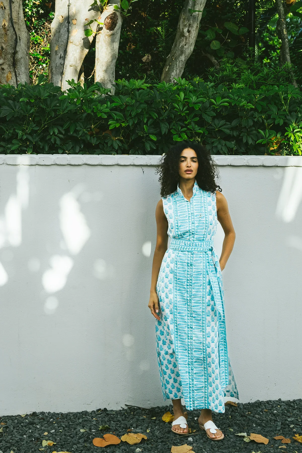 Sleeveless Marrakech Kaftan | Cote D'Azure Blue Coral - Image 2