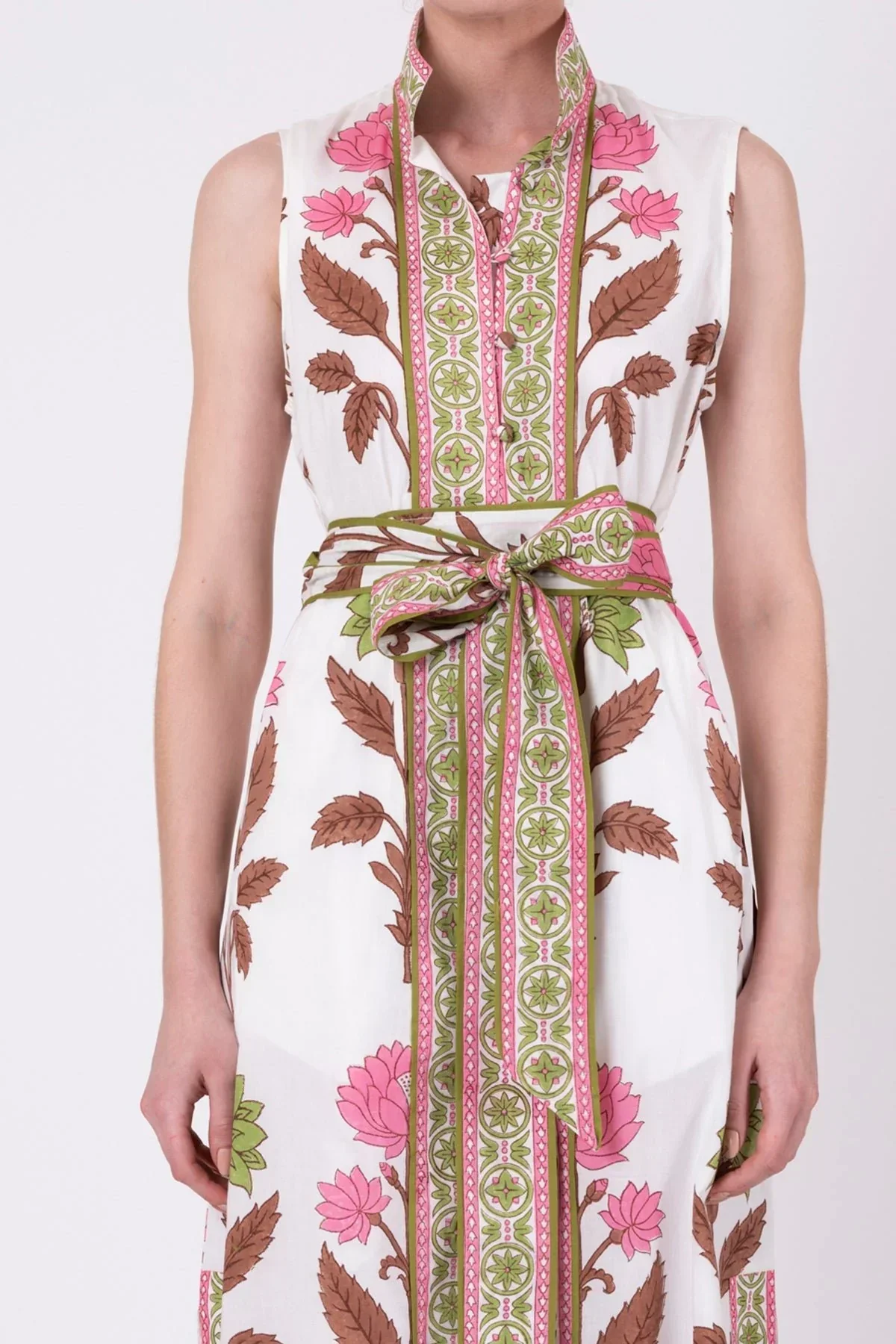 Sleeveless Marrakech Kaftan | Pink/Peridot Dahlia - Image 3