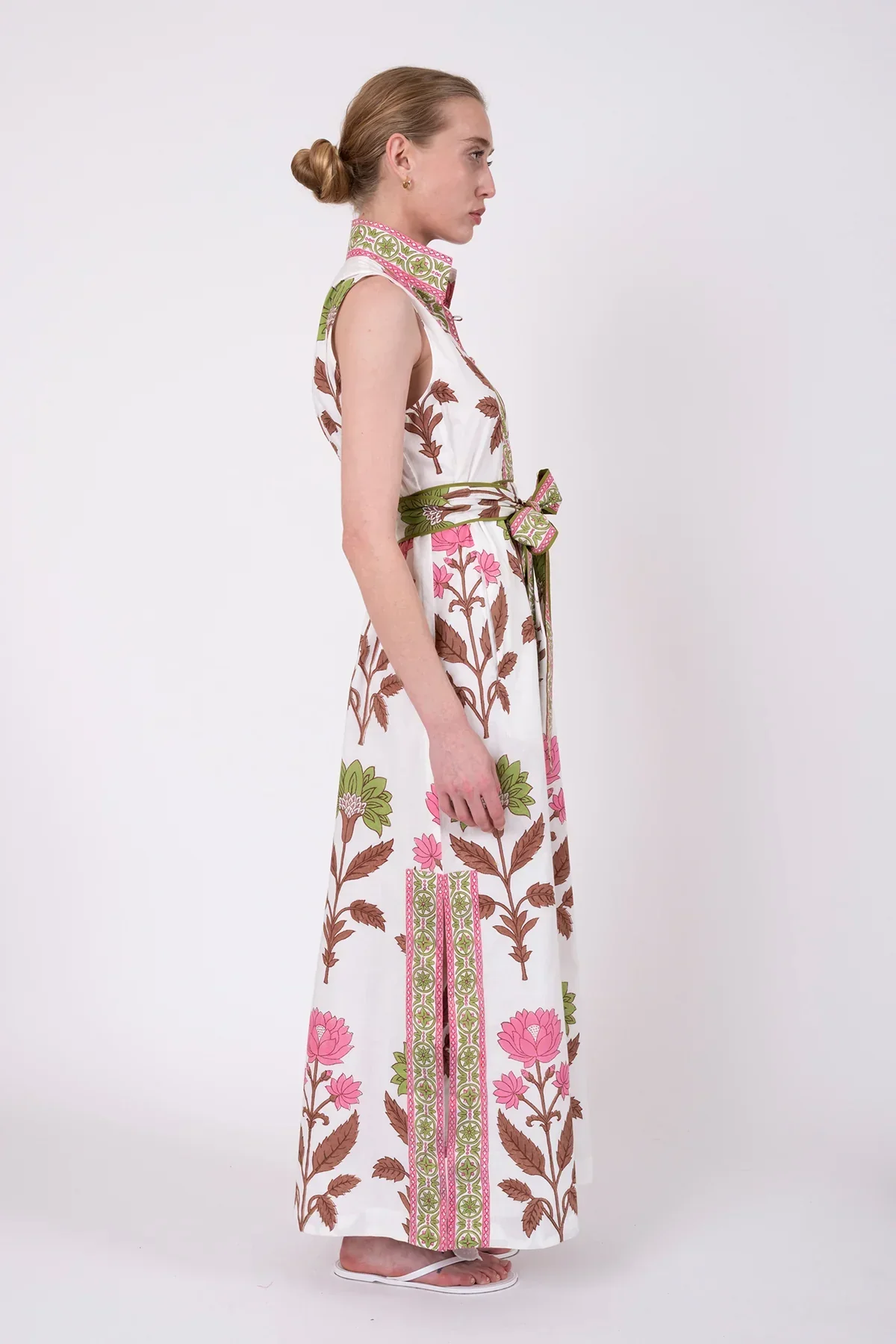 Sleeveless Marrakech Kaftan | Pink/Peridot Dahlia - Image 4