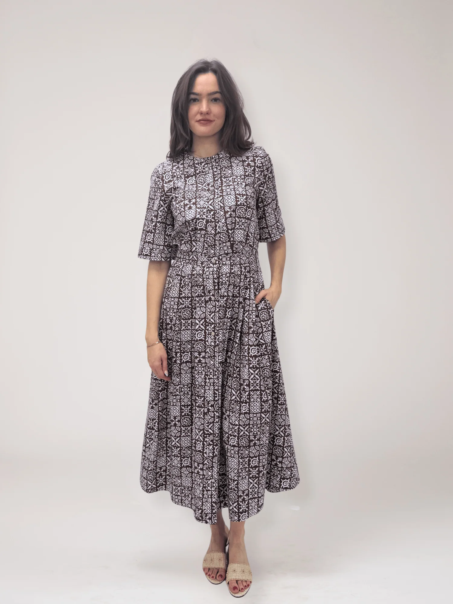 Sloan Dress in Brown Checkerboard
