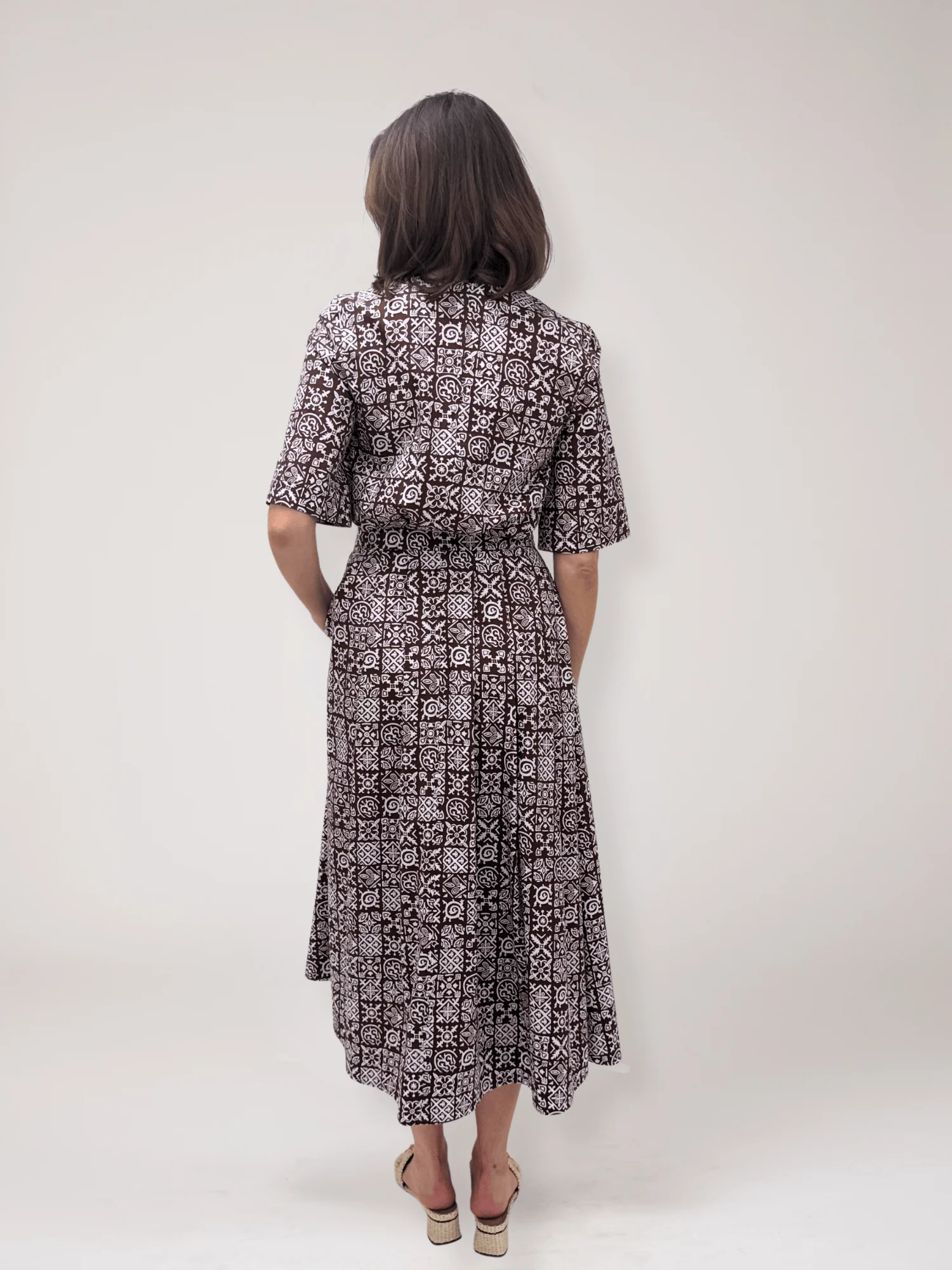 Sloan Dress in Brown Checkerboard - Image 3