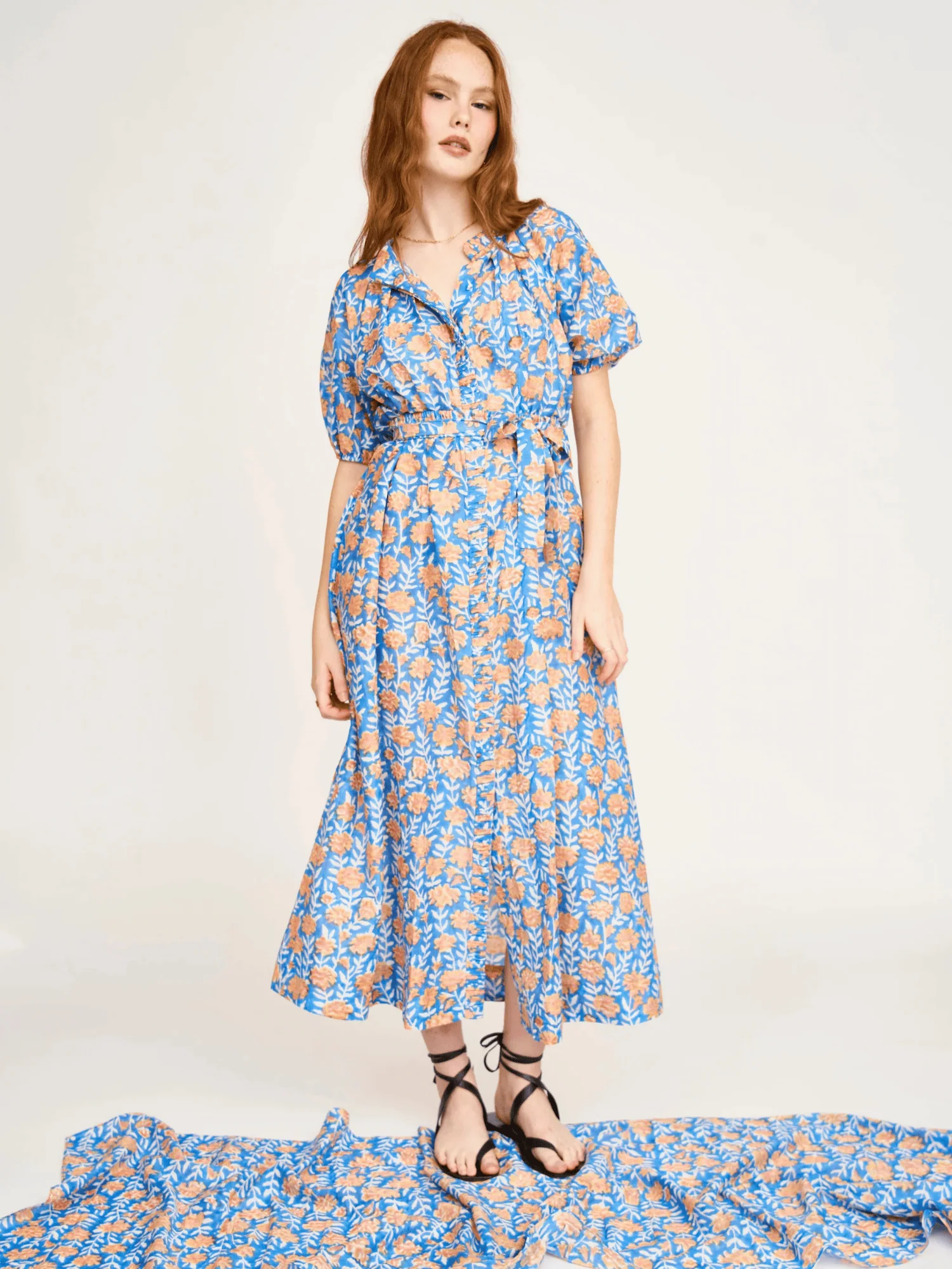 Somerset Dress in Tangerine Carnation - Image 7