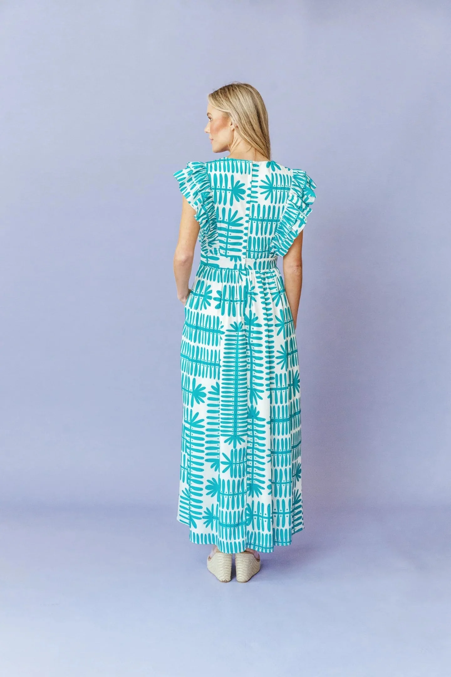 Stacey Dress in Teal Botanical - Image 3