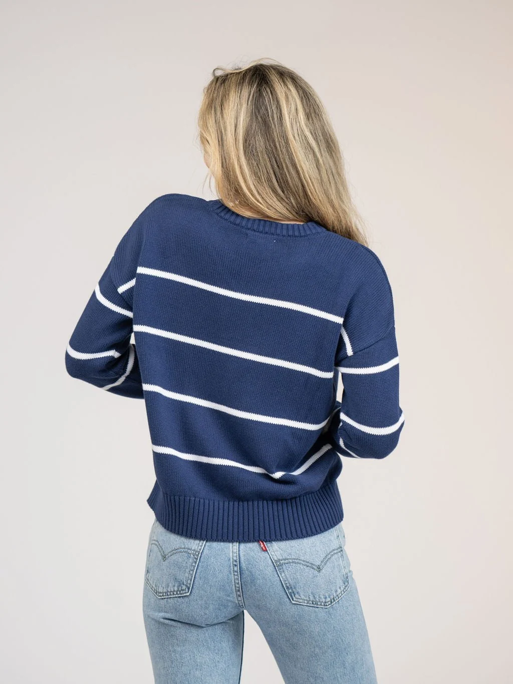 Striped Sweater in Navy - Image 4