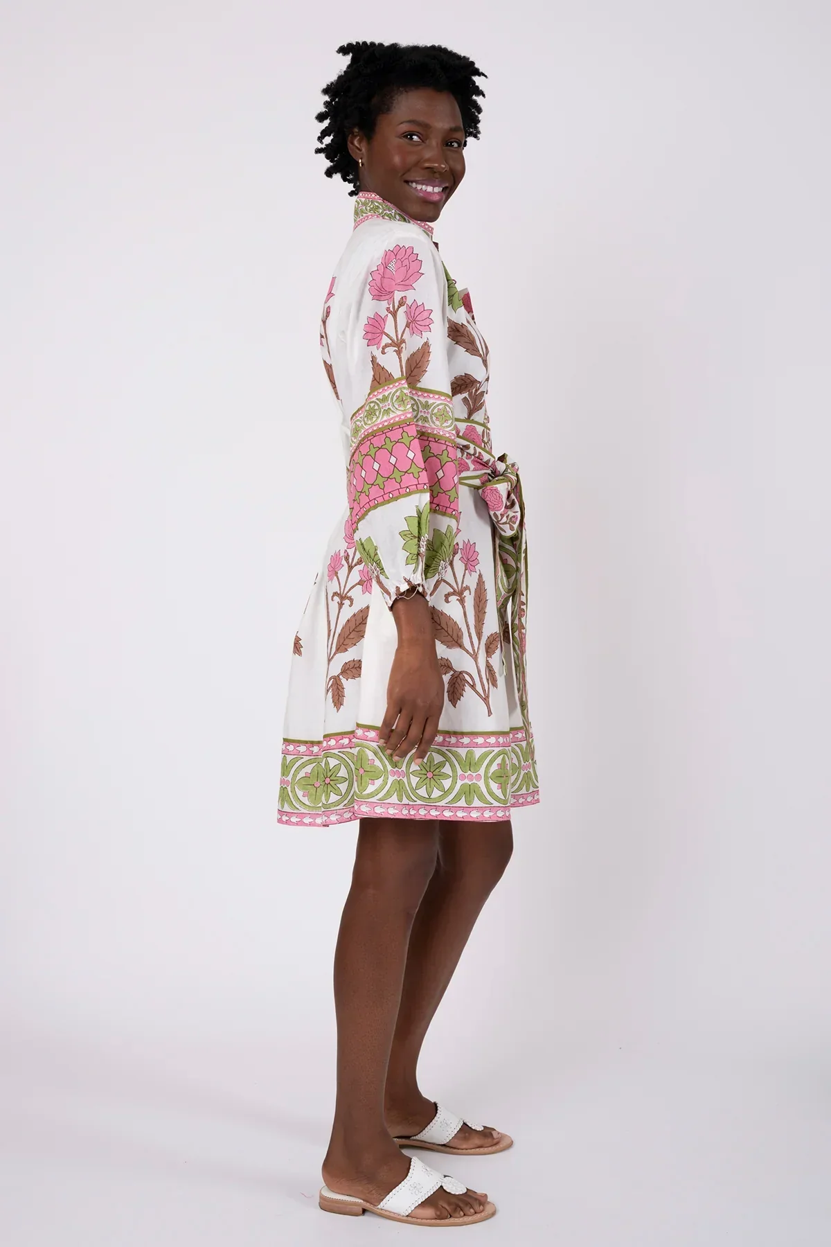 SUE SARTOR Flounce Shorty | Pink/Peridot Dahlia - Image 5