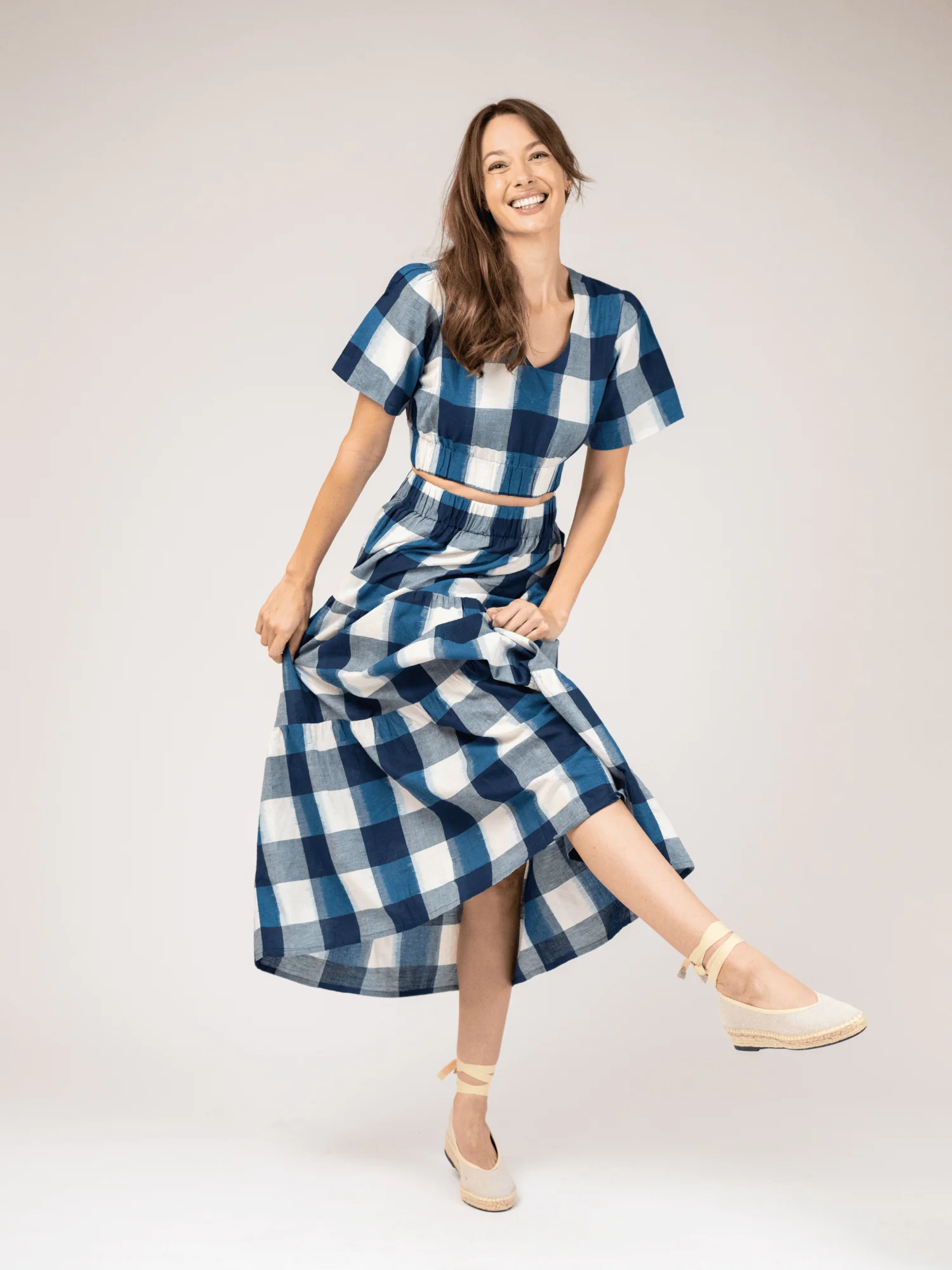 The Abby Set | Navy Check Ikat - Image 6