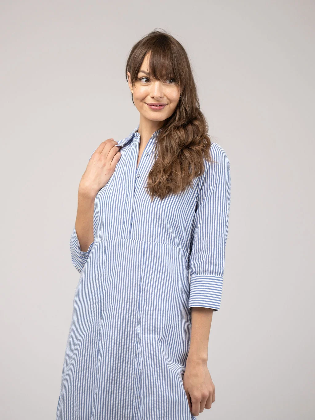 The Alexa Dress | Navy Stripe Seersucker - Image 5