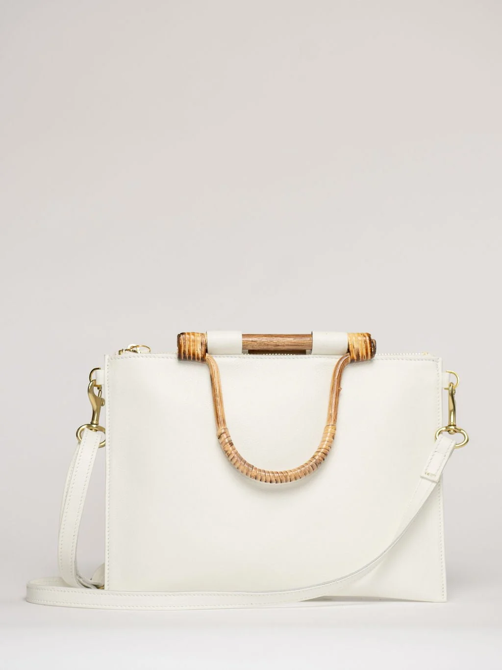The Bamboo Clutch + Crossbody | White