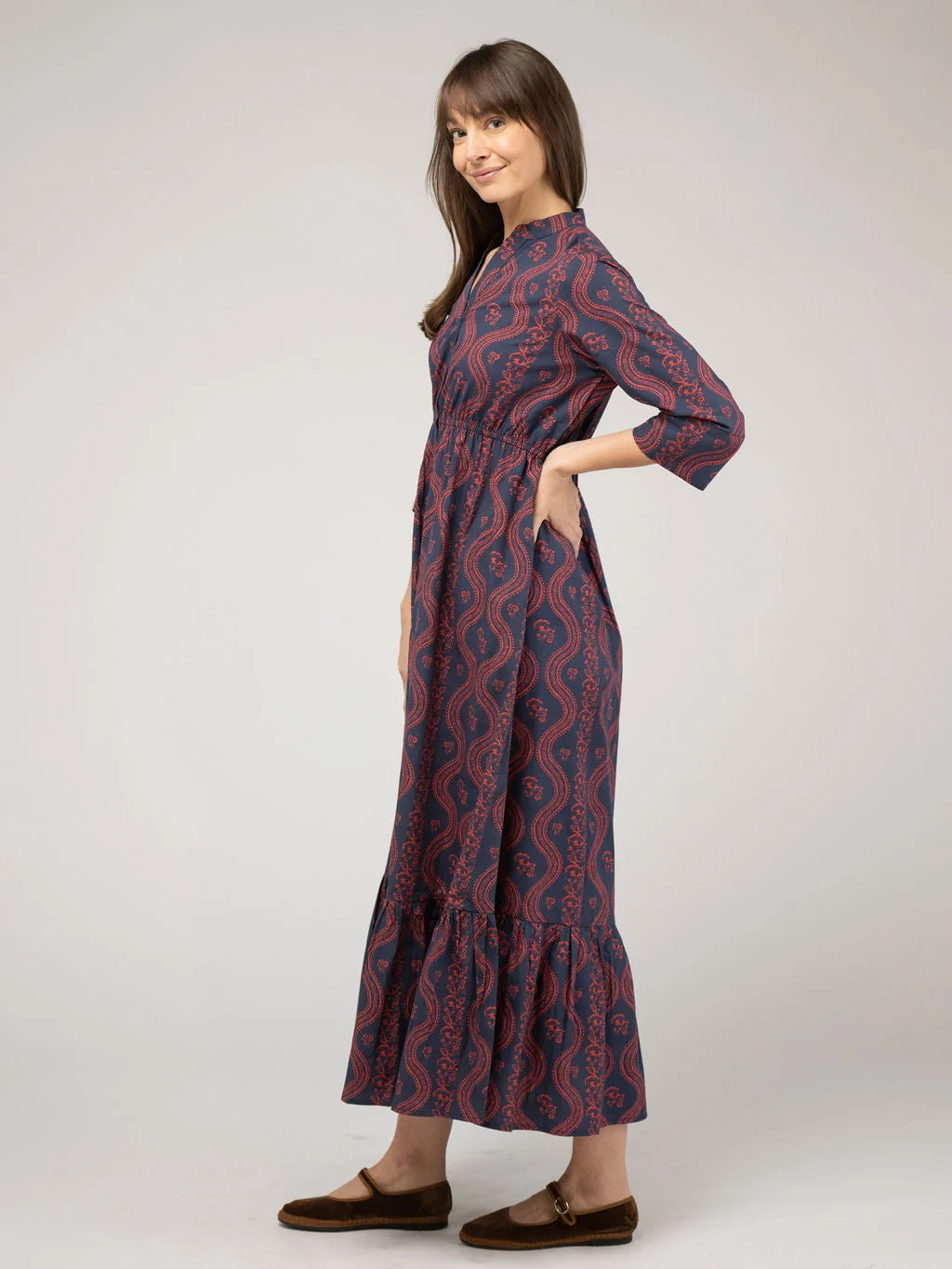 The Christie Dress | Navy Virginia Stripe - Image 3