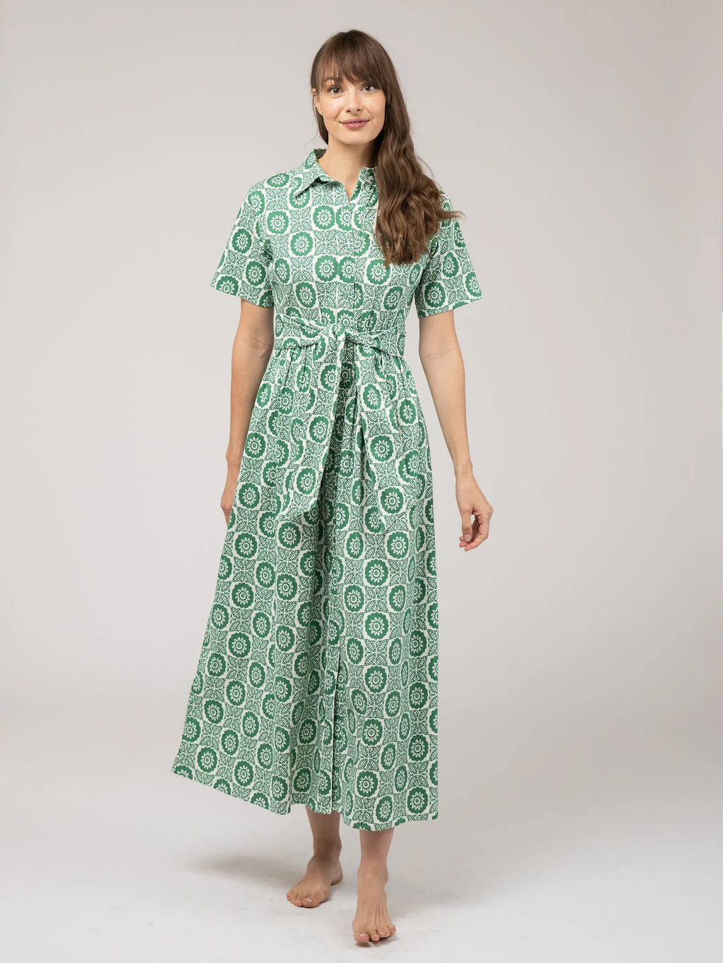 The Elle Maxi Dress | Green Flower Check