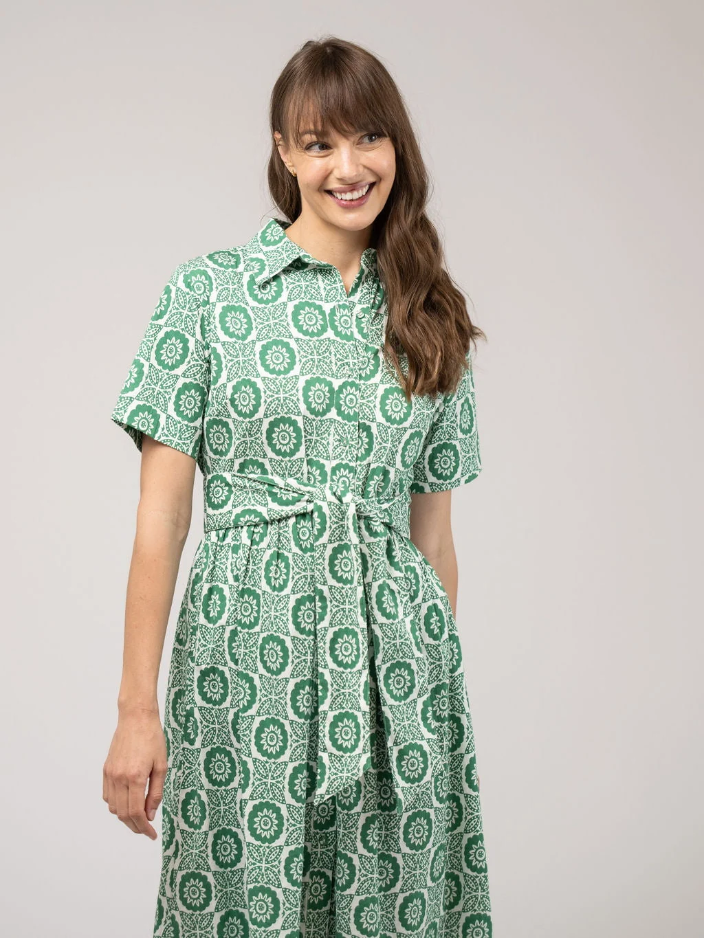 The Elle Maxi Dress | Green Flower Check - Image 2