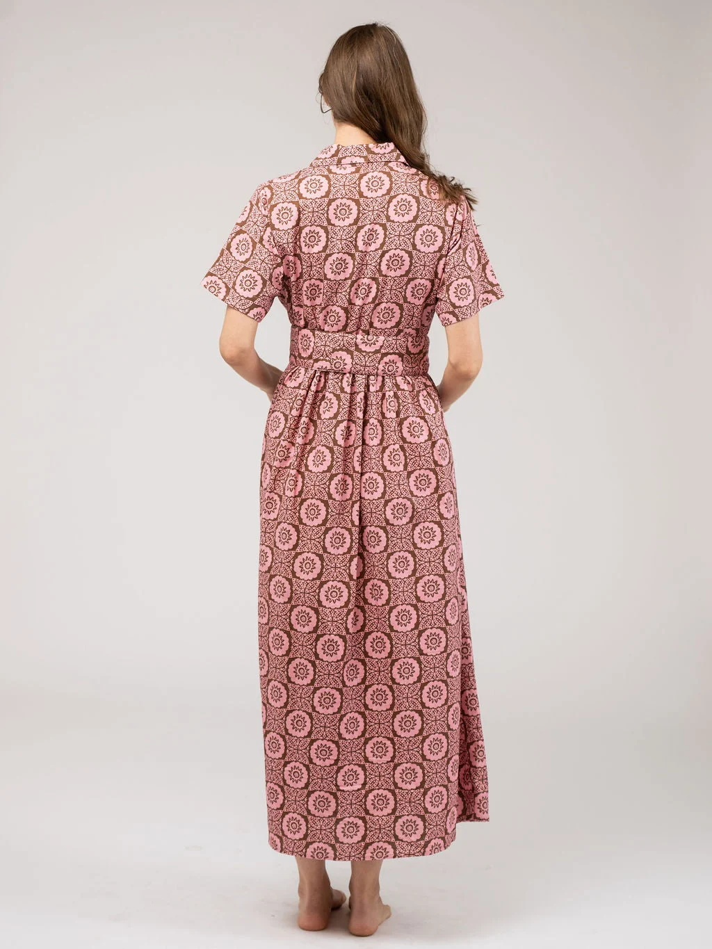 The Elle Maxi Dress | Pink Flower Check - Image 4