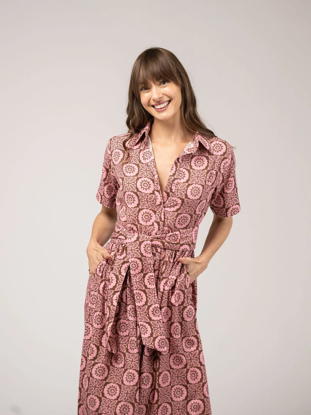The Elle Maxi Dress | Pink Flower Check - Image 5