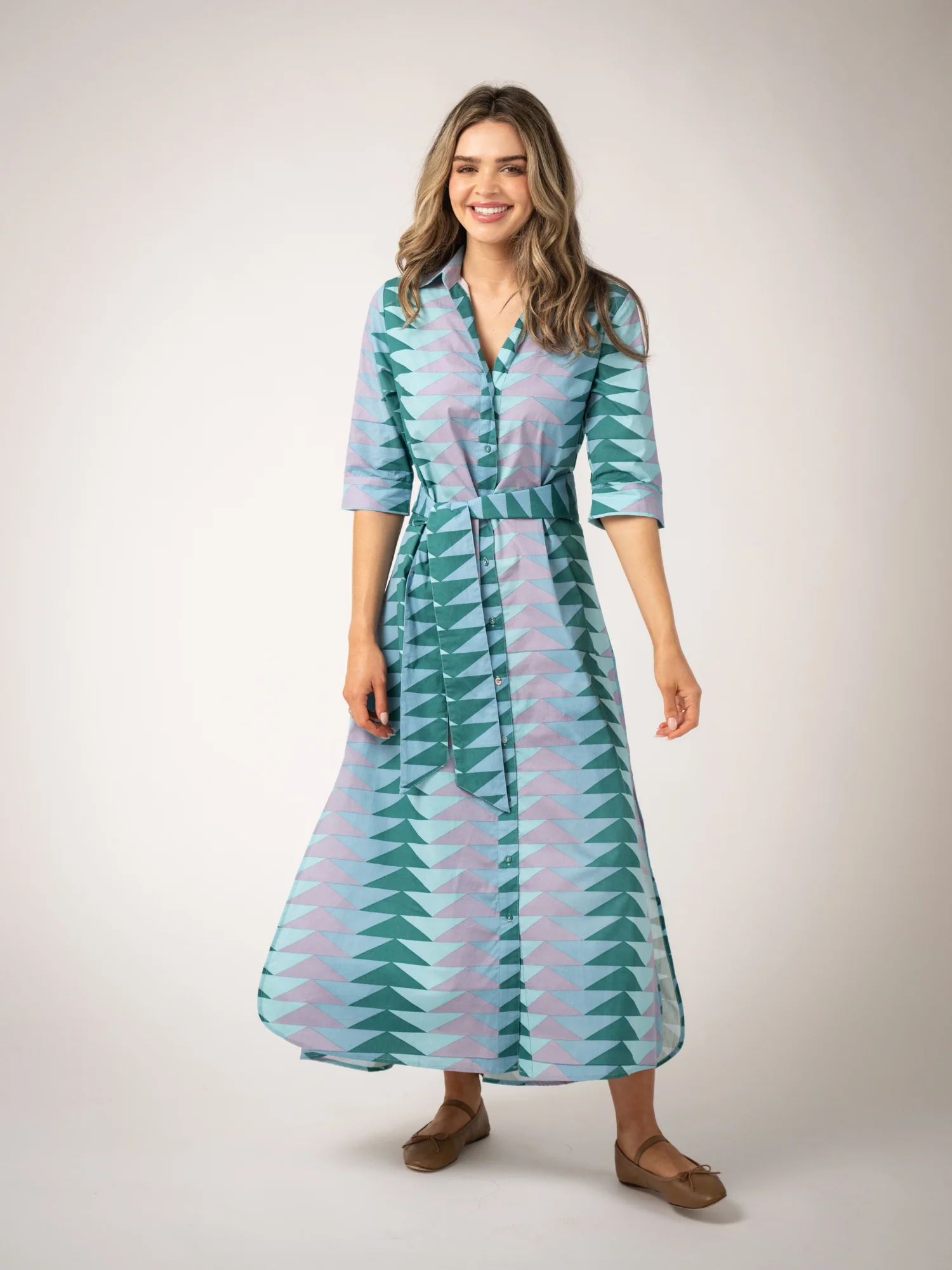 The Eloise Dress | Periwinkle Bagru Triangle - Image 3