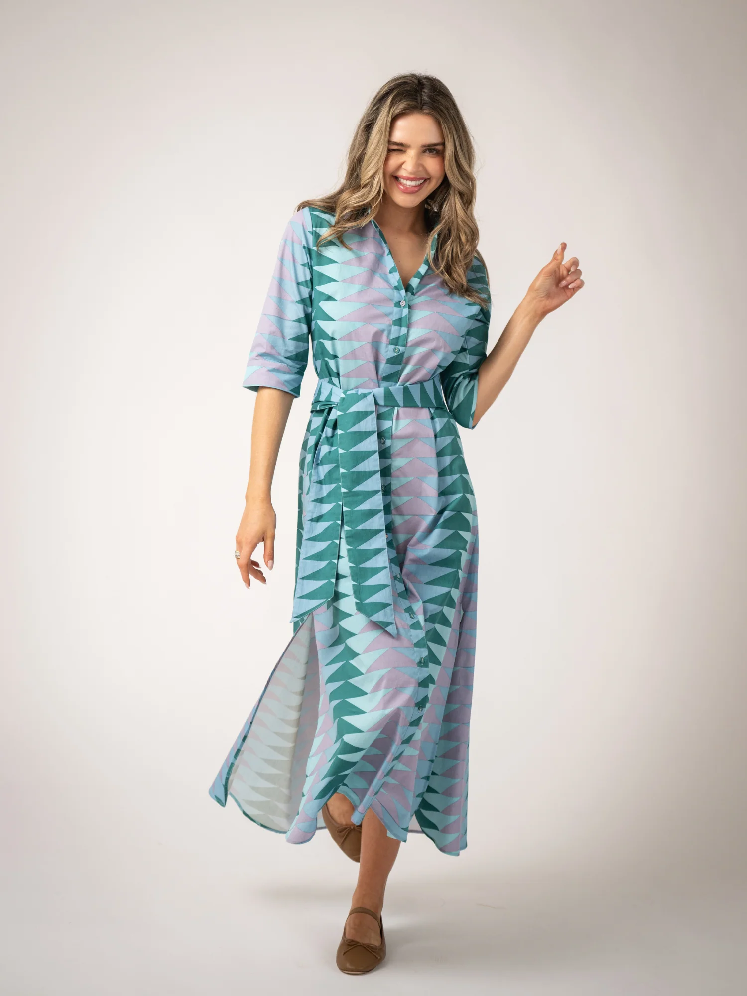 The Eloise Dress | Periwinkle Bagru Triangle - Image 4