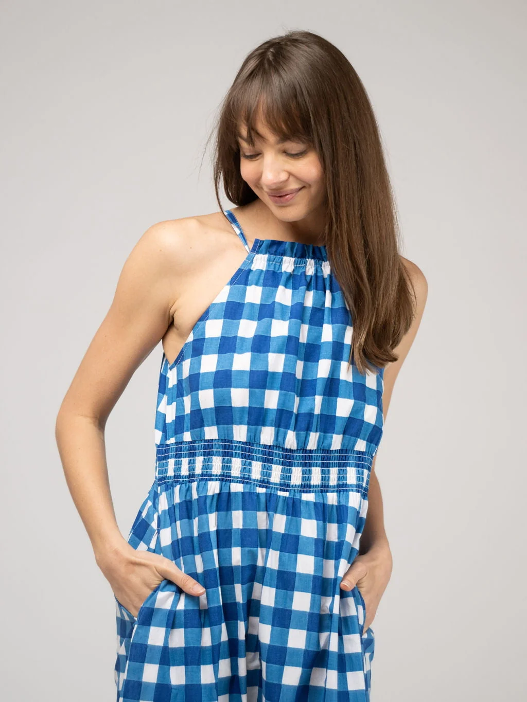 The Jenna Dress | Blue Check Block - Image 4