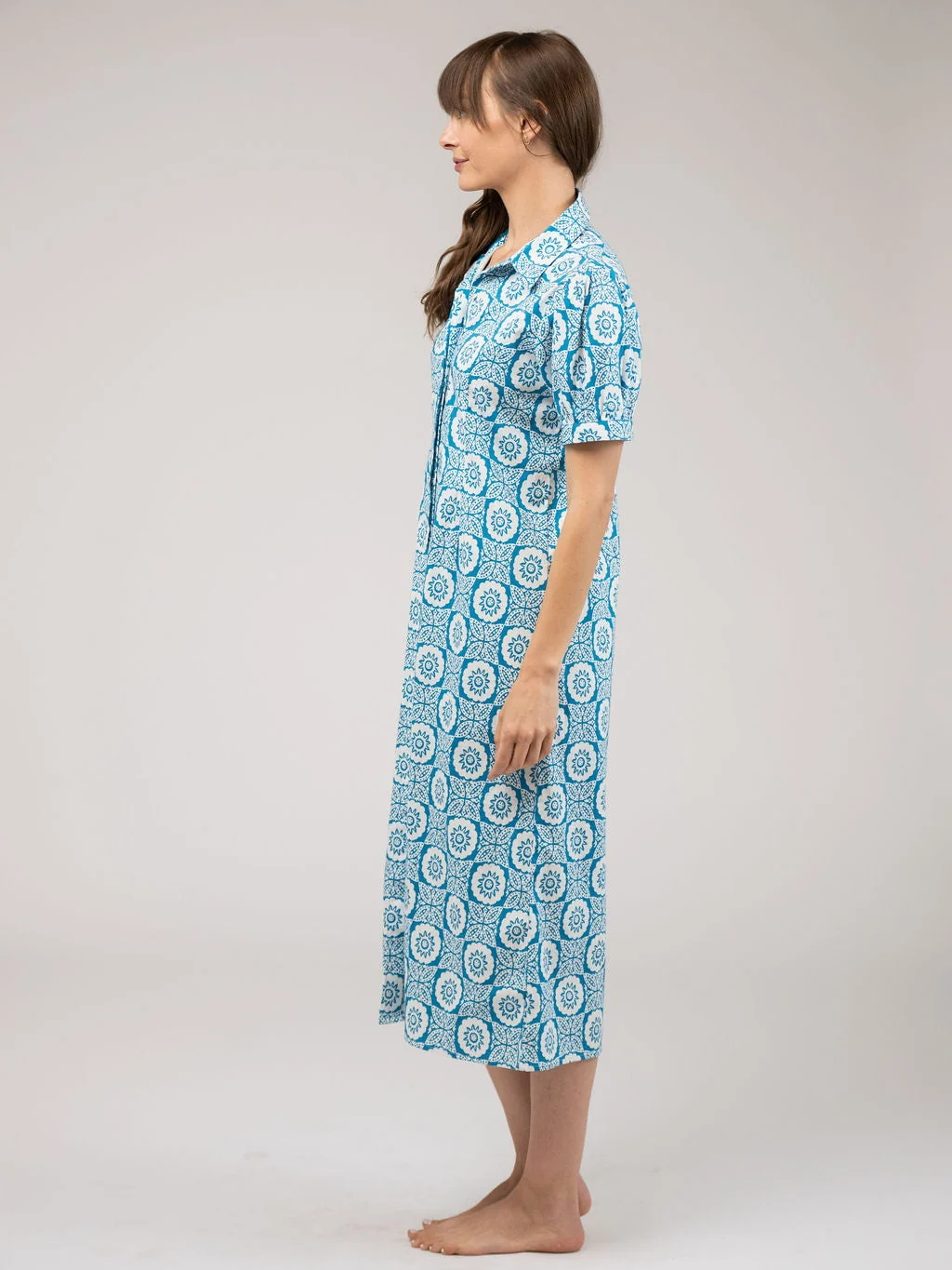 The Kris Dress | Blue Flower Check - Image 3
