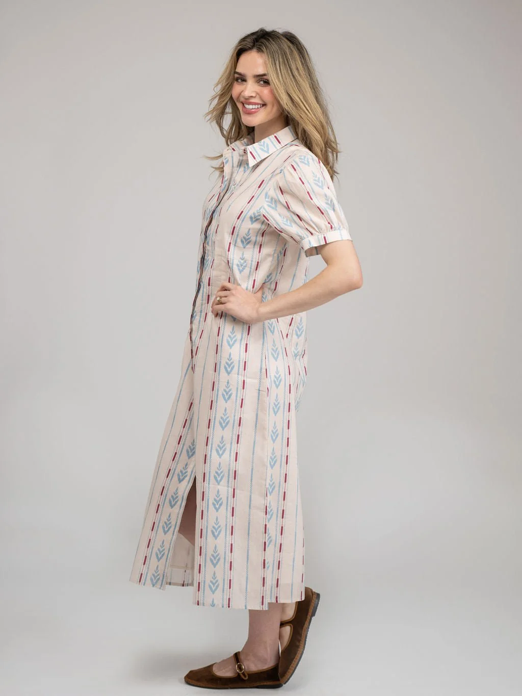 The Kris Dress | Ivory Ikat Stripe - Image 4