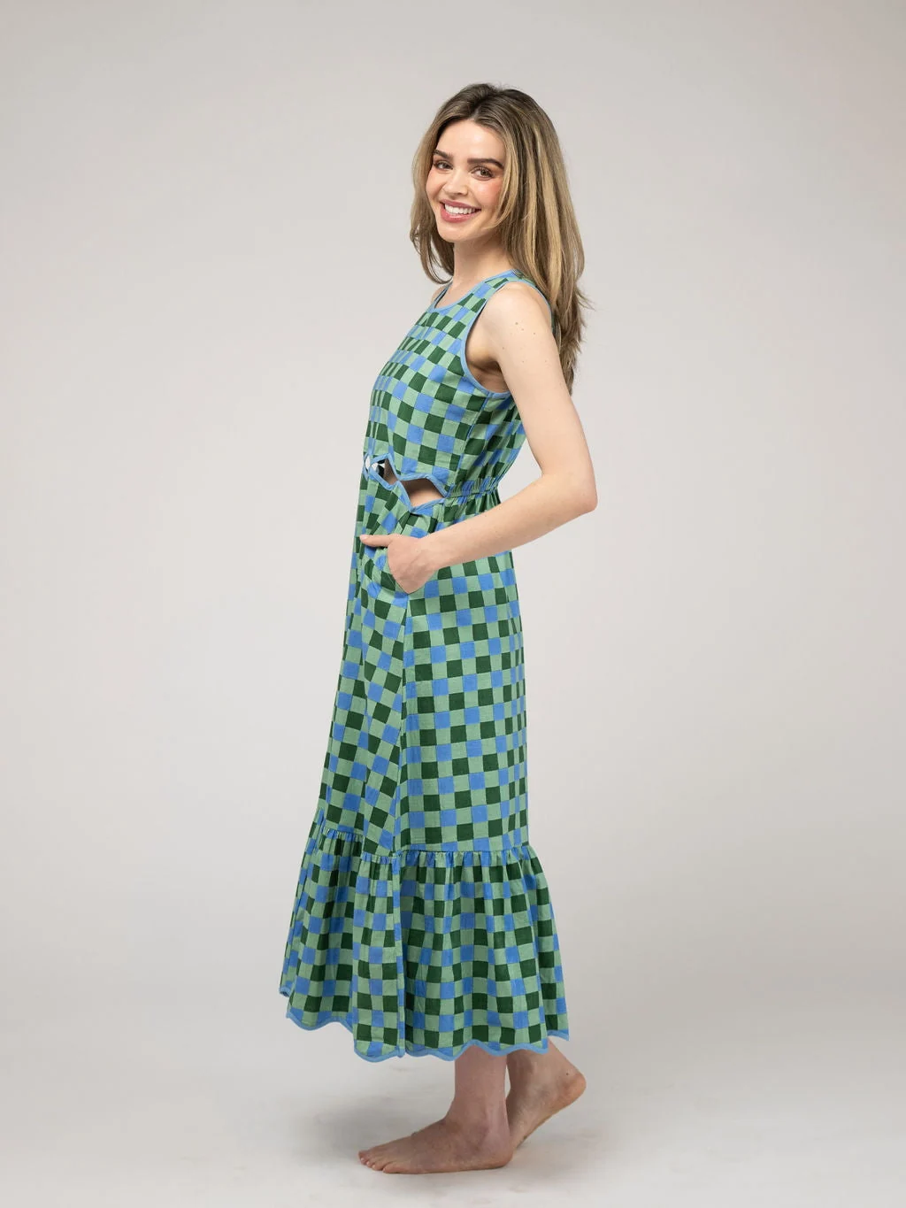 The Lina Dress | Green Check Block - Image 3
