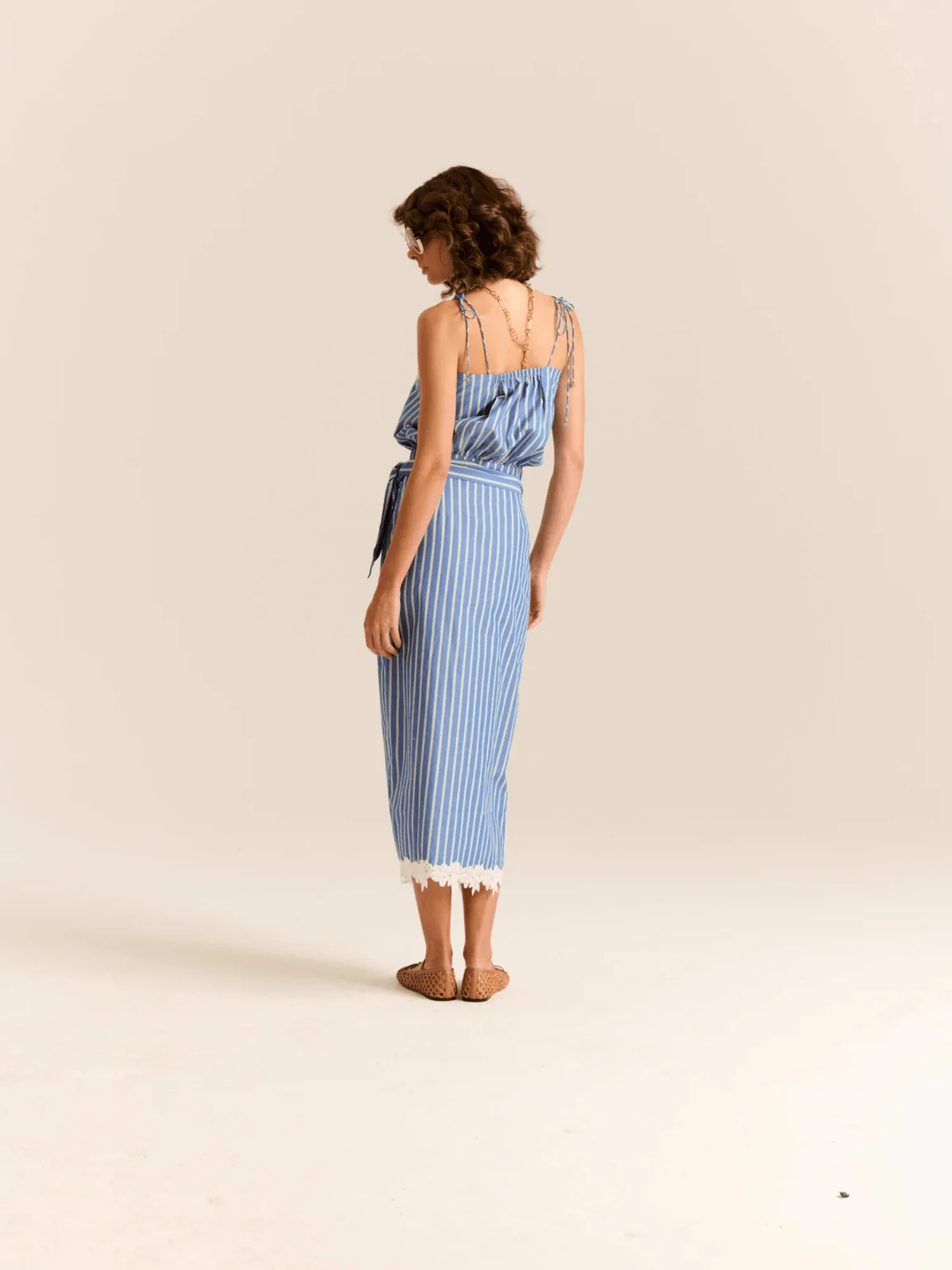 The Loren Skirt in Lace Blue Stripes - Image 4