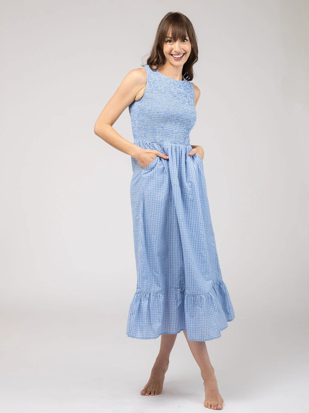 The Margot Dress | Blue Check Seersucker - Image 4