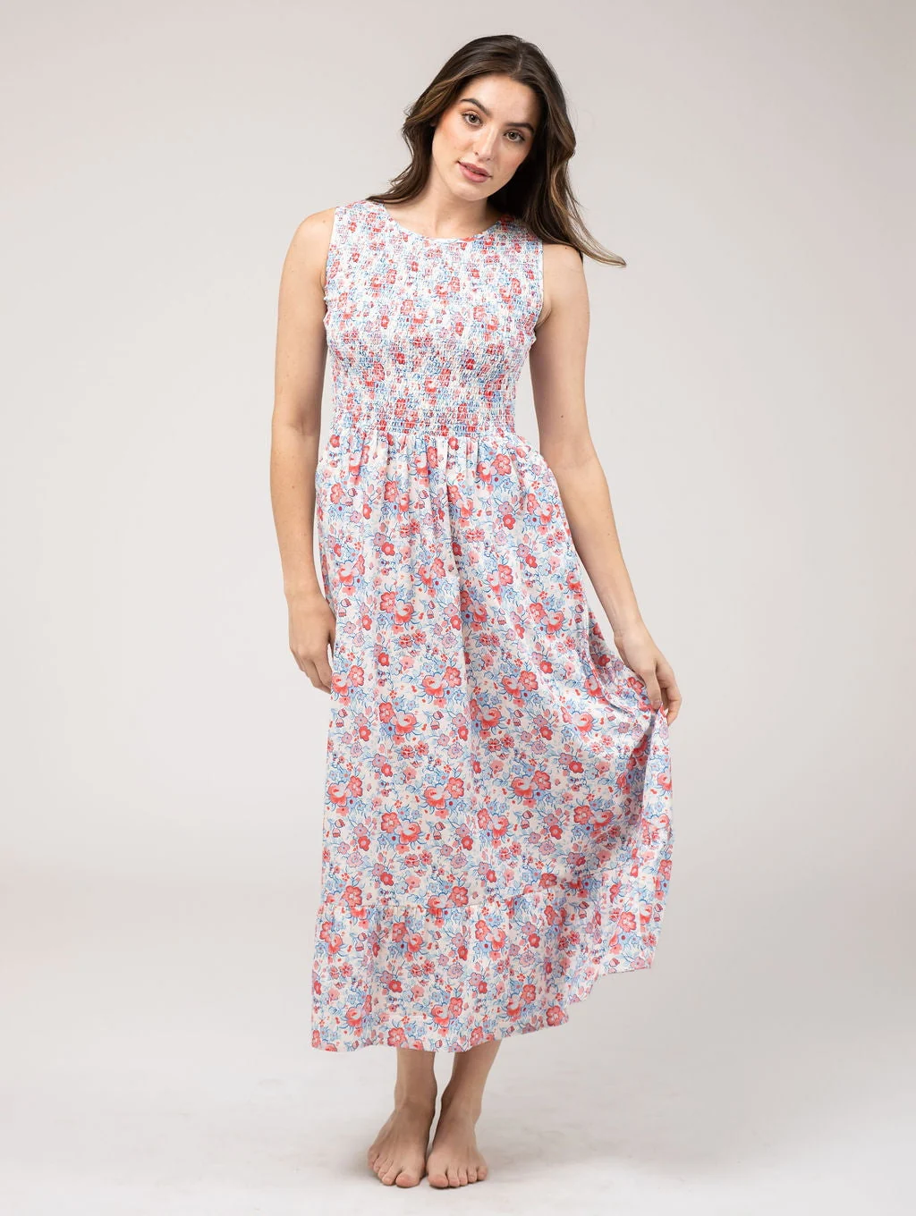 The Margot Dress | Pink & Blue Garden - Image 2