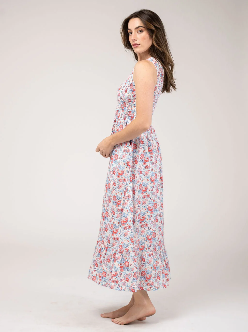 The Margot Dress | Pink & Blue Garden - Image 3