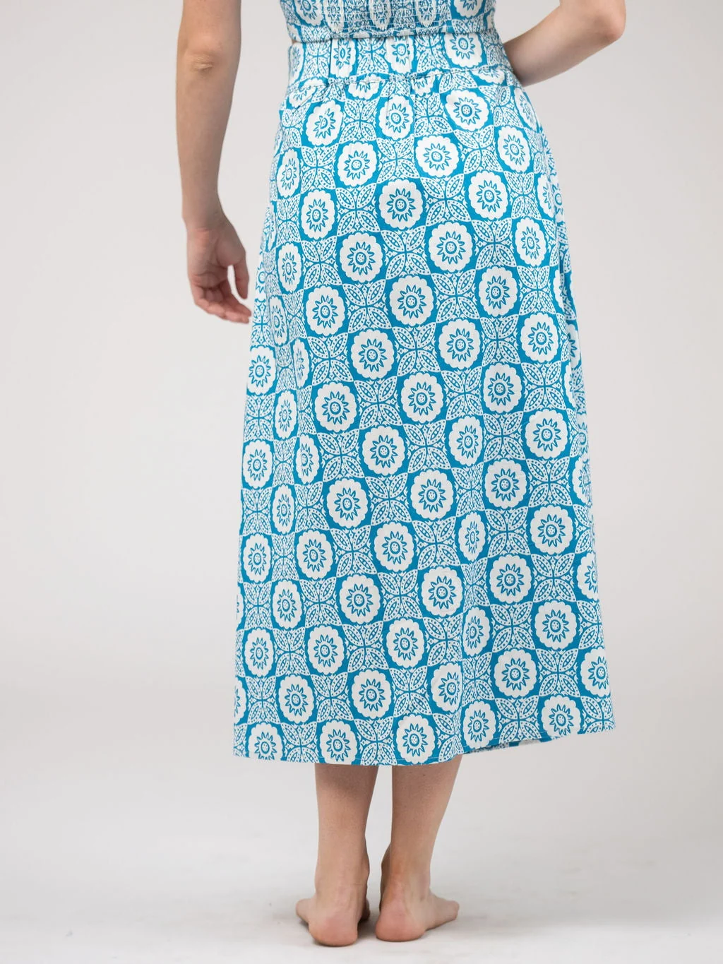 The Markey Skirt | Blue Flower Check - Image 6