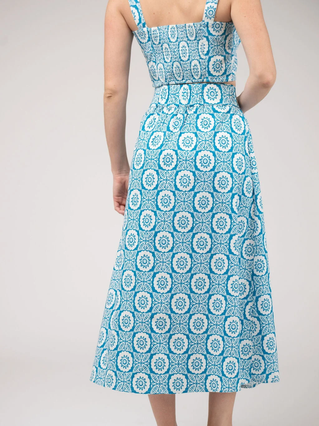 The Markey Skirt | Blue Flower Check - Image 5
