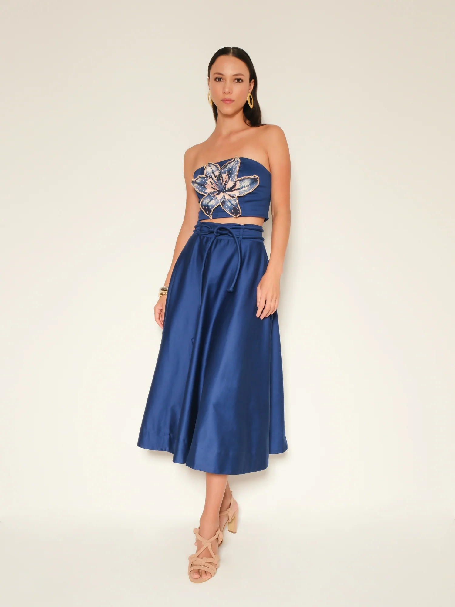 The Pandora Floral Midi Skirt in Blue - Image 3