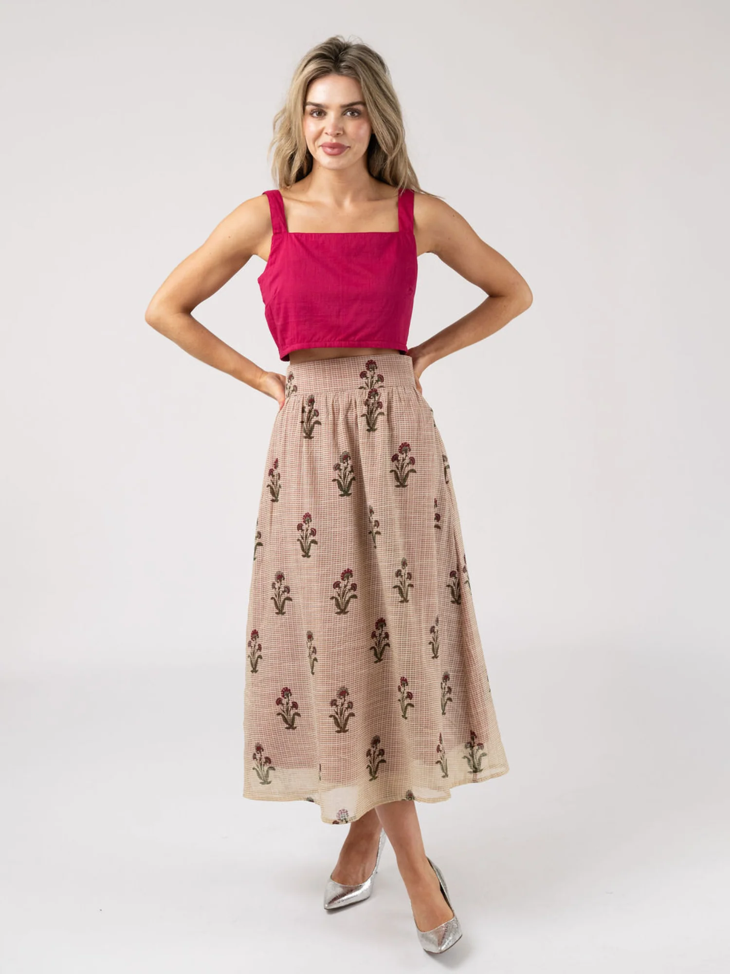 Tissue Silk Skirt in Fuchsia - Image 2