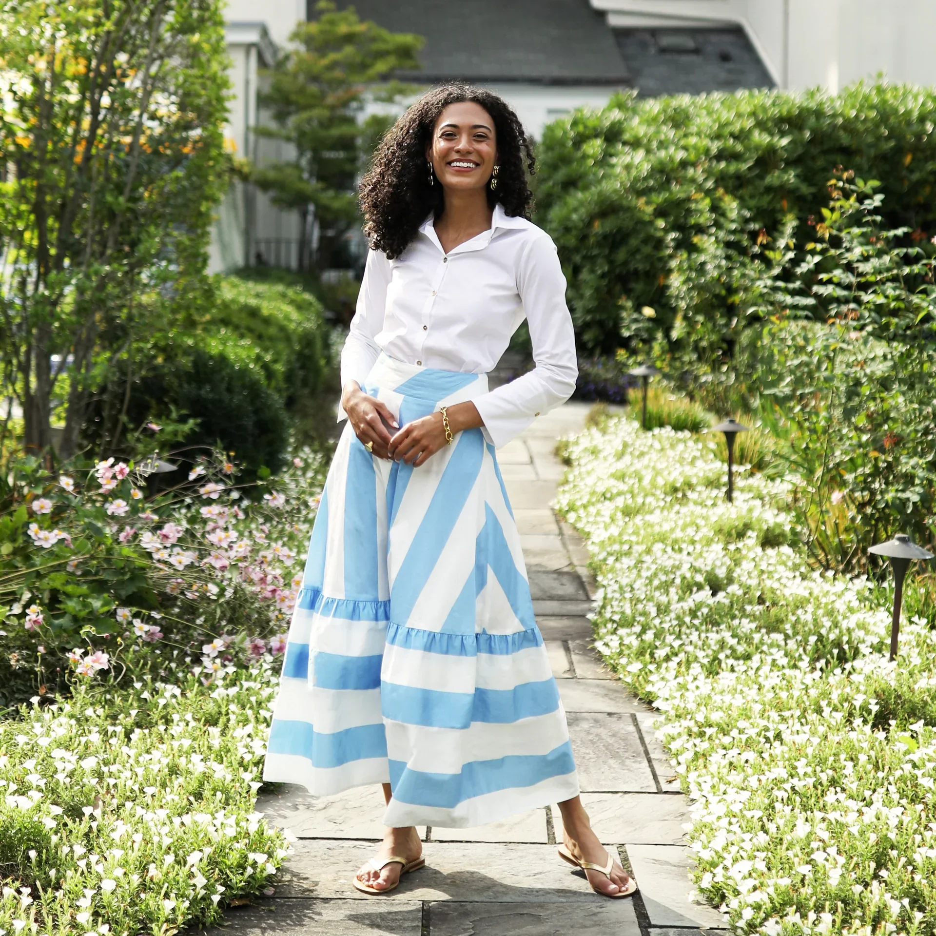 Trask Skirt in Sky Top Stripe - Image 2