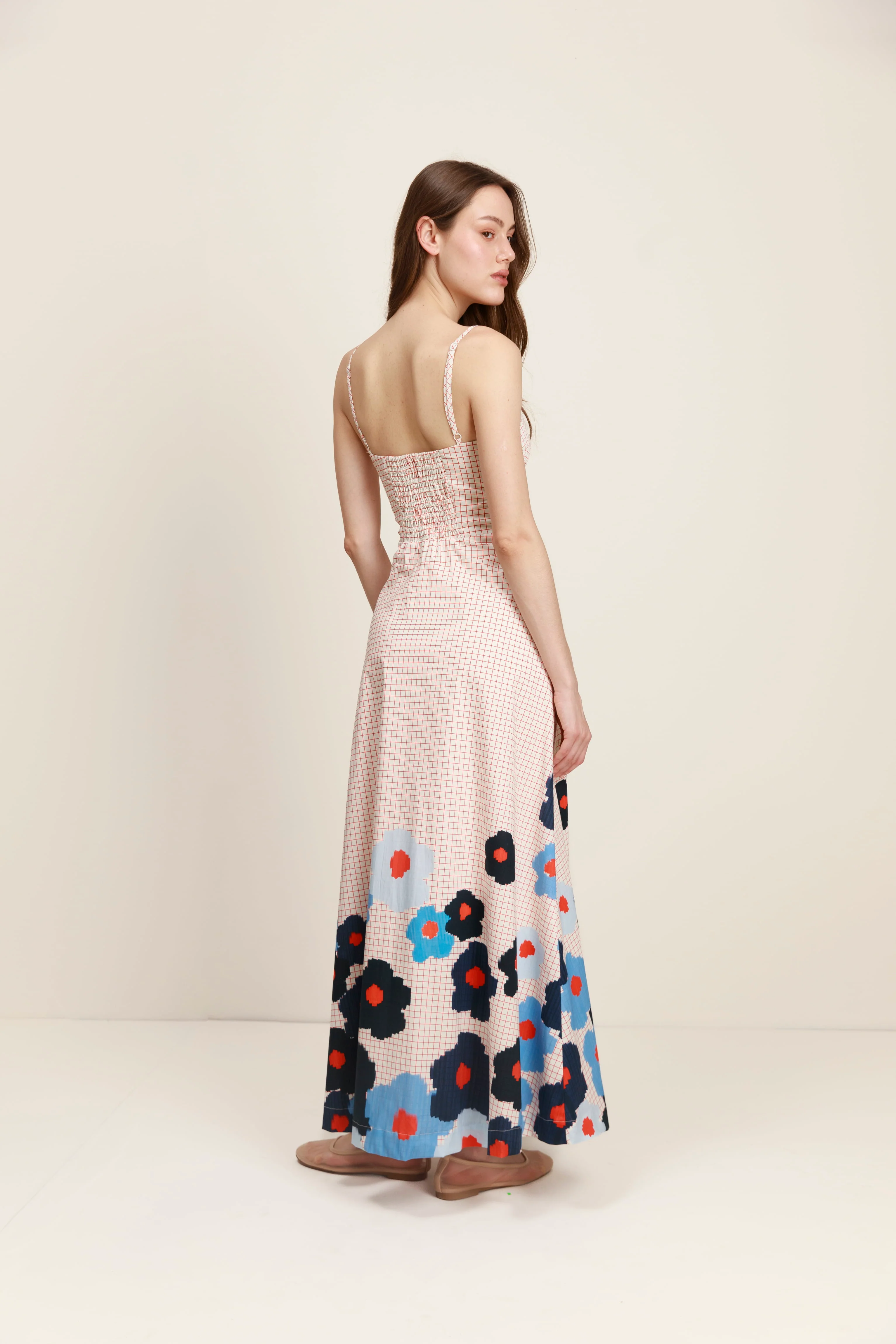Valentina Midi Dress in Blue Red - Image 3