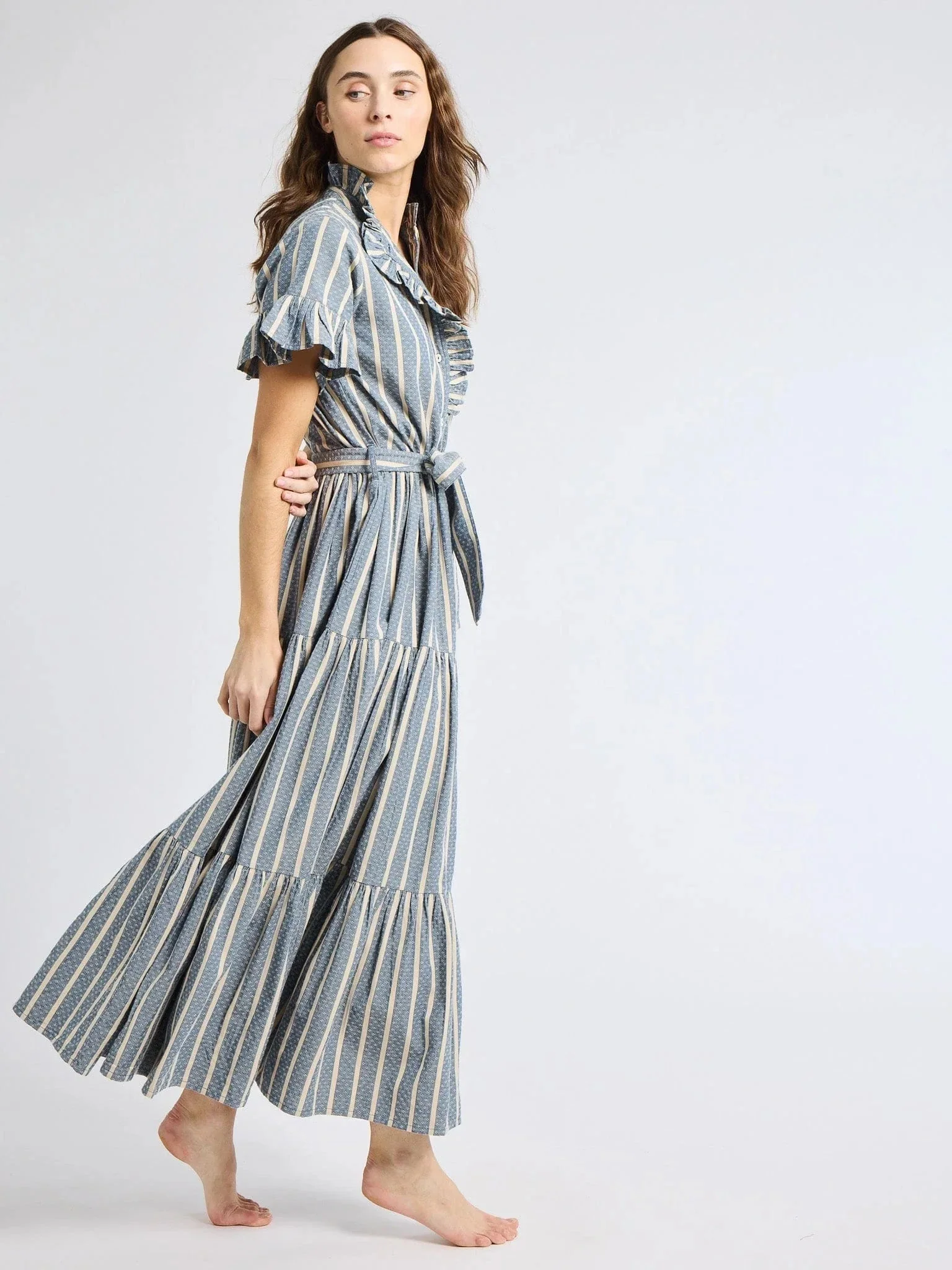 Victoria Dress in Chambray Stripe - Image 4