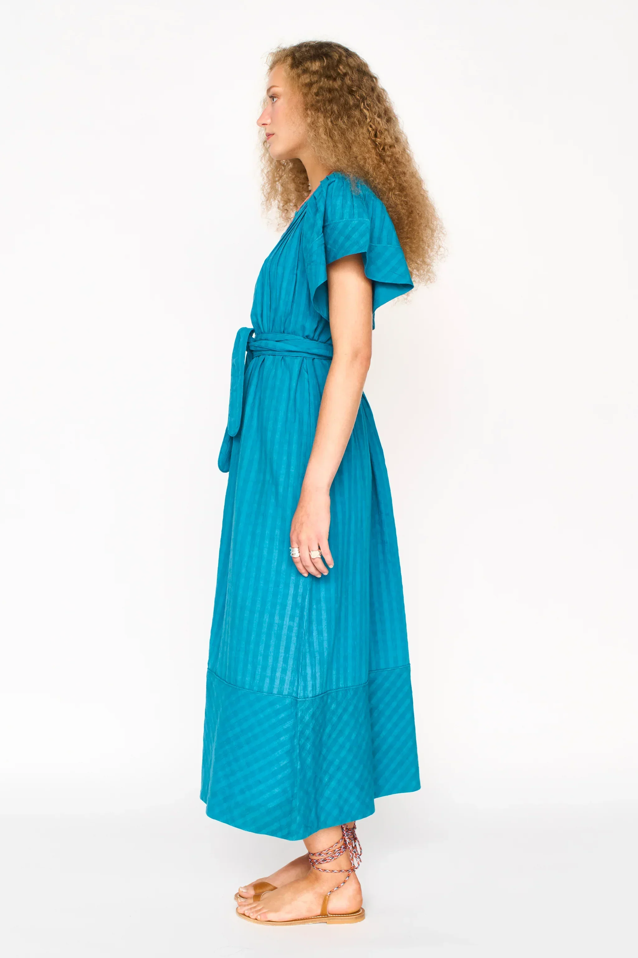 Vienna Pintuck Dress in Azure Dobby - Image 3