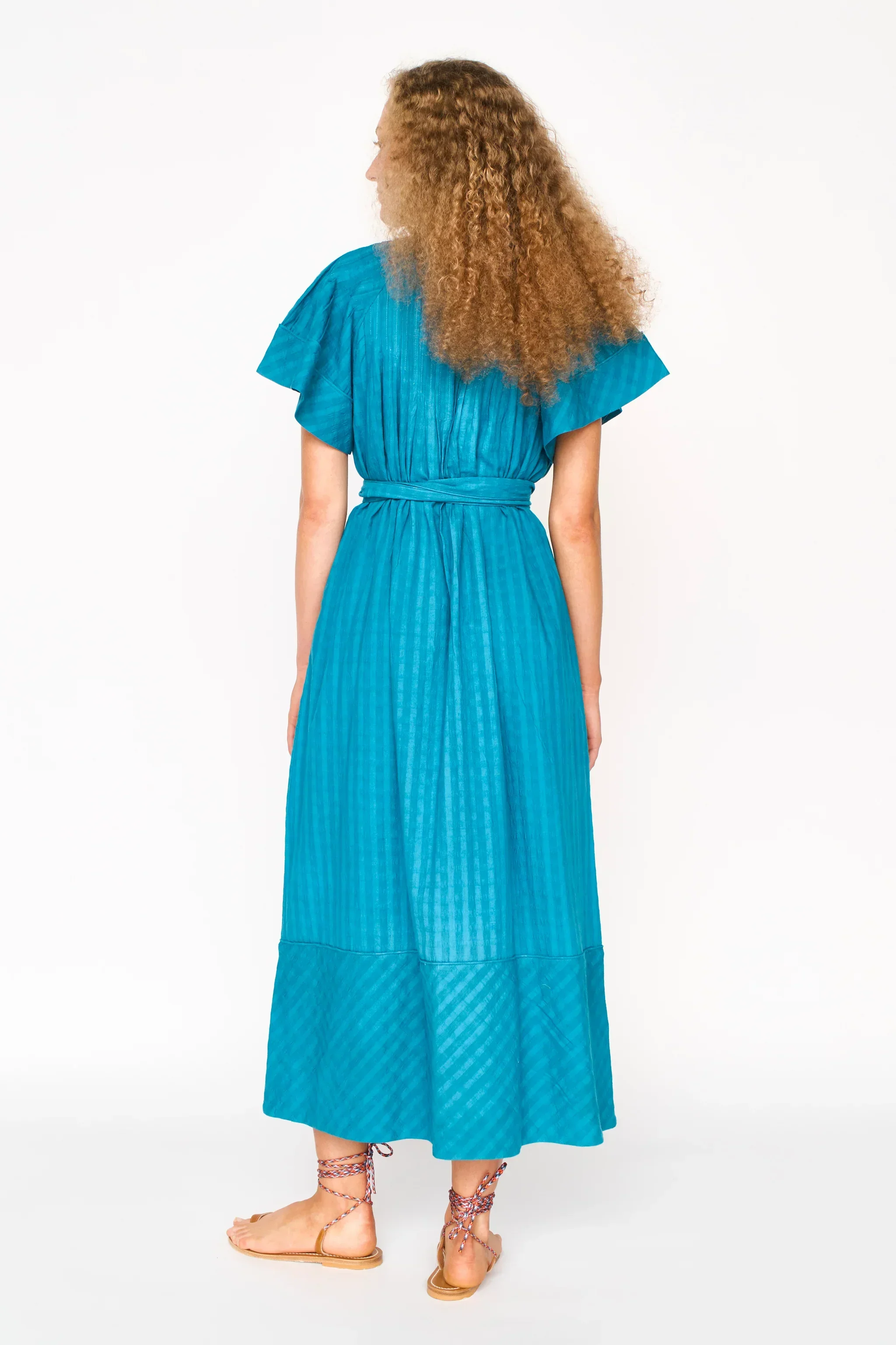 Vienna Pintuck Dress in Azure Dobby - Image 4