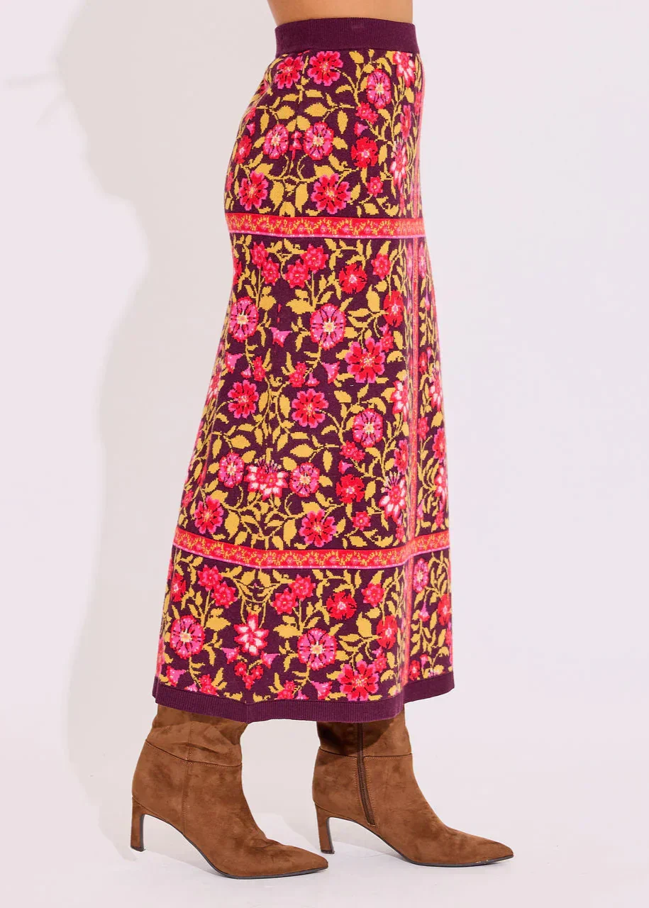 Vivian Sweater Skirt in Golden Floral - Image 3