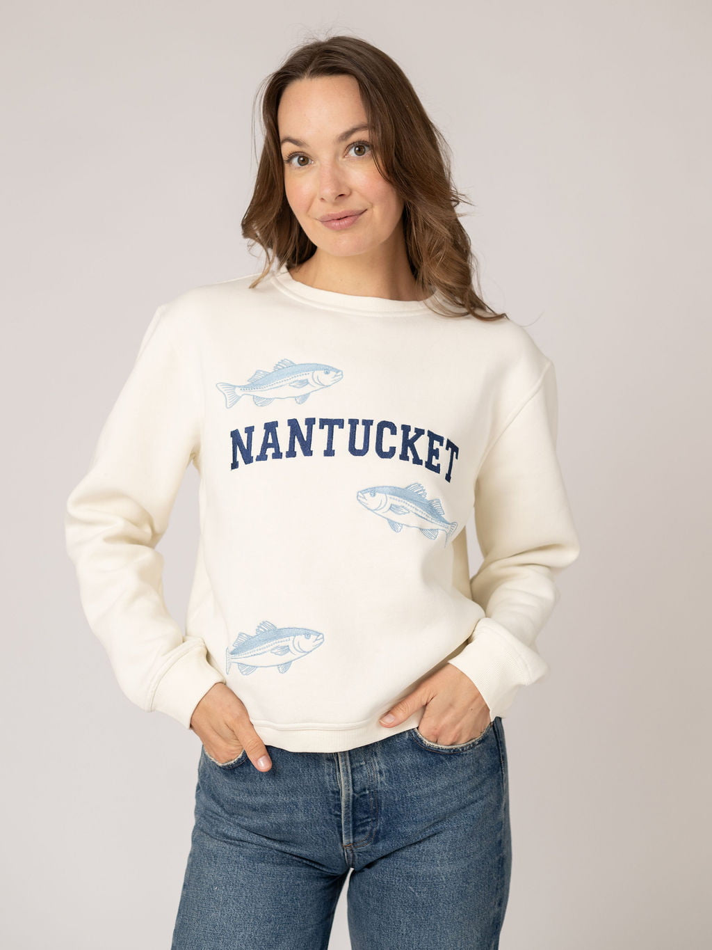 White Nantucket Fish Crewneck Sweatshirt