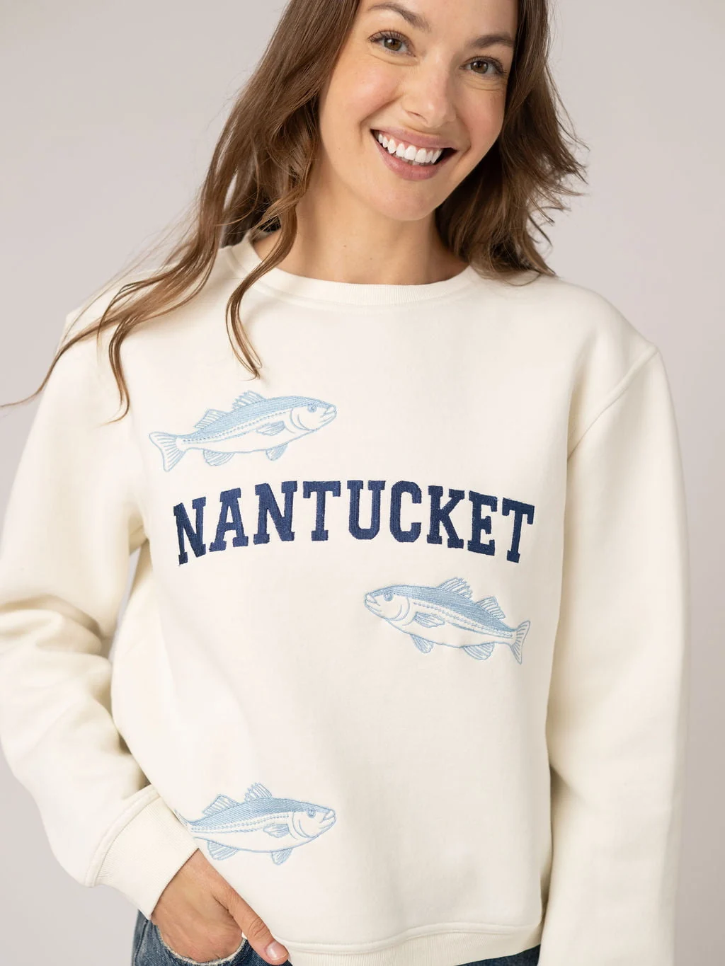 White Nantucket Fish Crewneck Sweatshirt - Image 2