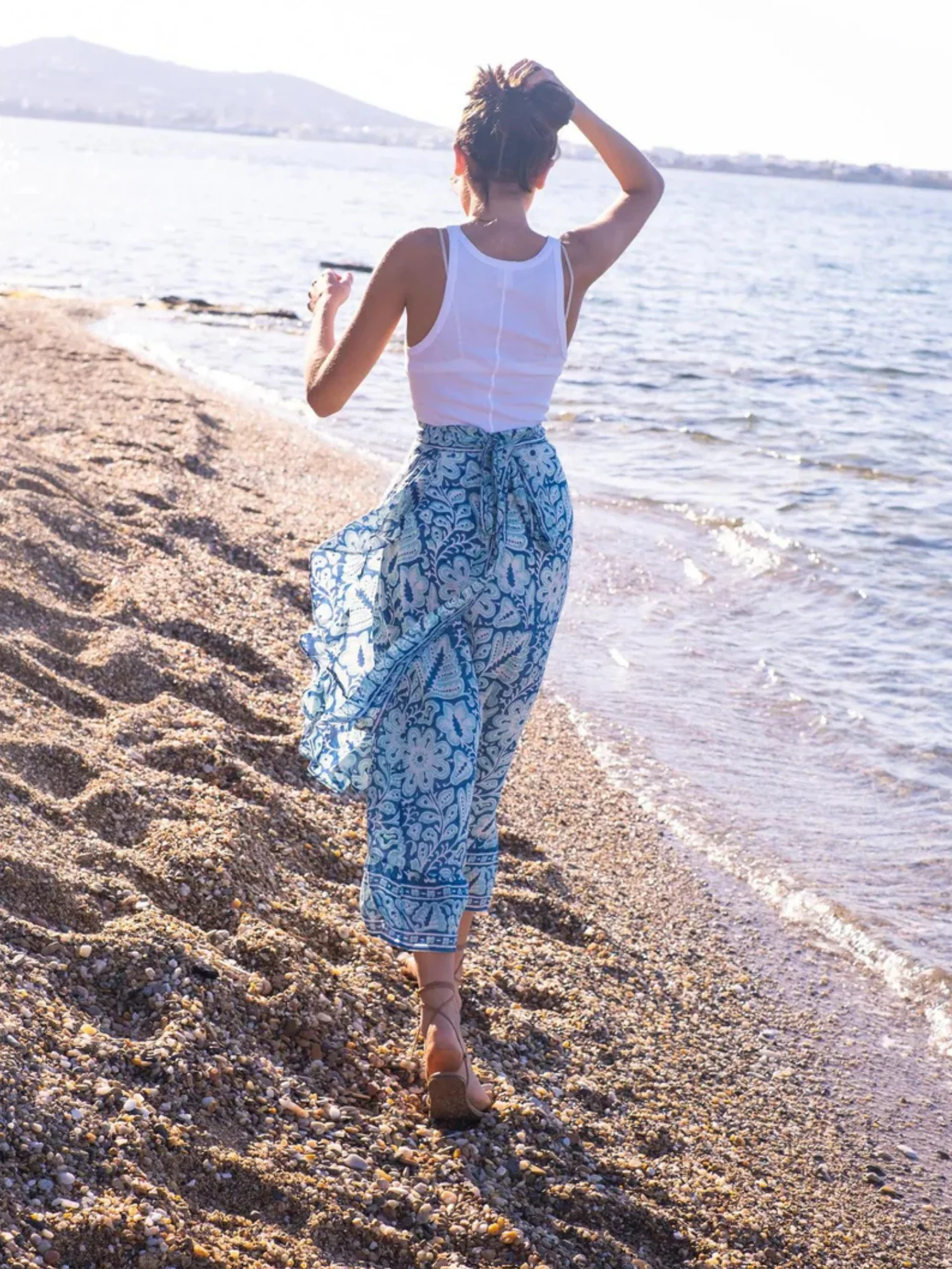 Wrap Maxi Skirt in Turquoise Floral - Image 3